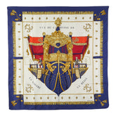 エルメス カレ90 VUE DU CAROSSE DE LA GALERE LA REALE クイーンの戴冠式 スカーフ ブルー ホワイト マルチカラー シルク レディース HERMES 【中古】